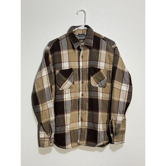 Vintage Distressed 70s Big Mac Flannel Button Up Shirt Adult Size Large MiUSA - Picture 1 of 16